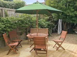 Lovely decked area with table and chairs | Greenridge, Totland Bay