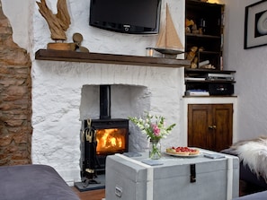 Cosy living area with wood burner | Fishlegs, Brixham