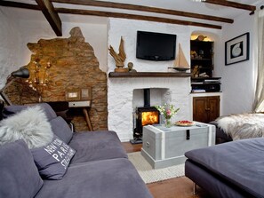 Cosy living area with wood burner | Fishlegs, Brixham