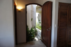 Welcome to Casa Ziesta. Entry door is made from reclaimed Parota worm wood.