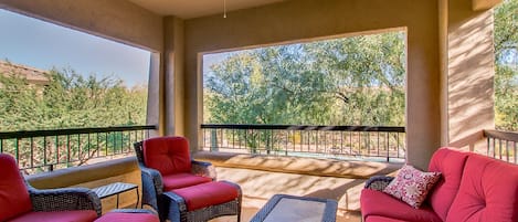 Patio overlooking the pool!