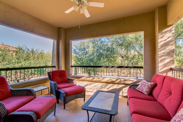 Patio overlooking the pool!