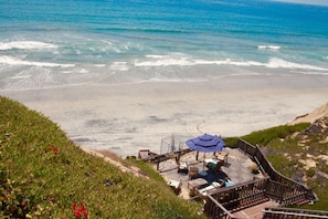 Quiet, isolated beach, just below the shared deck for all residents.