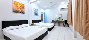 Master bedroom with 2 double bed & a bathroom attached. 