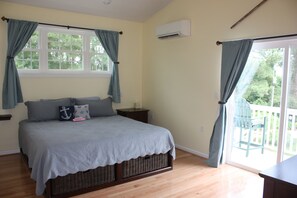 Master bedroom with king size, Sleep Number bed, hi def tv, A/C and ceiling fan