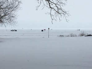 Ice fishing view from our deck