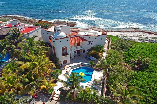 Villa Cascadas from the air - 4 bedroom Oceanfront villa in Akumal