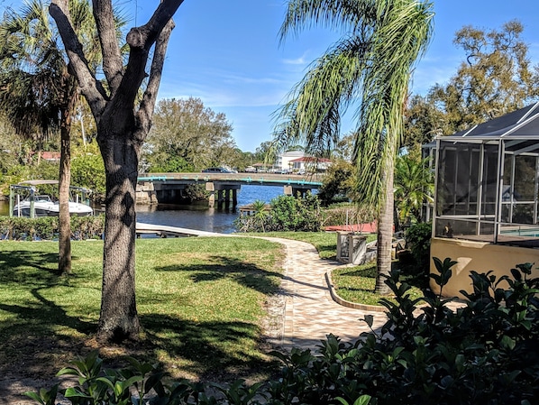 View from front door looking towards Sunset Lagoon and dock