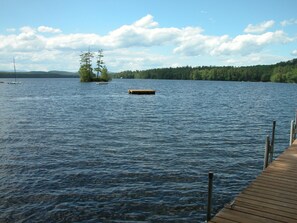 view from boat dock showing two float docks shared with owner & second rental