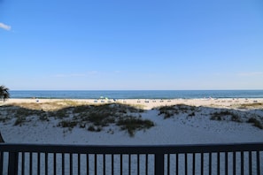 Beach front views from the spacious first floor balcony.