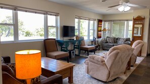 Living room with lots of sitting room.