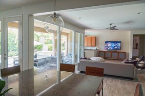 Outdoor/Indoor living/entertainment areas, as viewed from Kitchen.