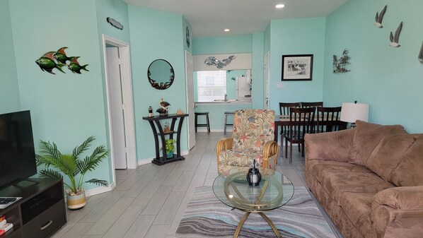 Relax and enjoy your vacation in this updated living room.