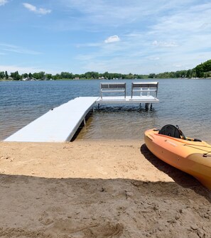 30 foot dock and platform with built-in benches.