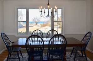 Dining room with water views