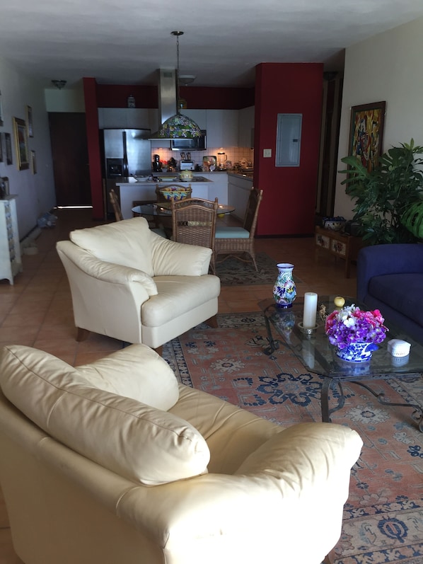 View of living room and dining room