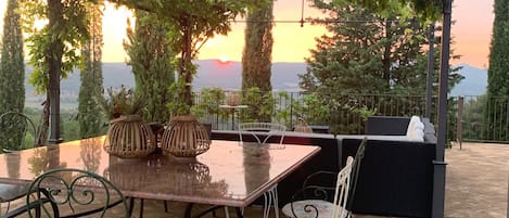 The veranda at sunset