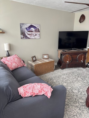 Living room with two big comfy recliners, pull out sofa and Roku