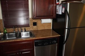 Kitchen with stainless steel appliances