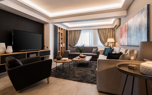 Relax in the spacious, cool living area.
