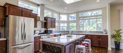 Chefs kitchen, lots of natural light.
