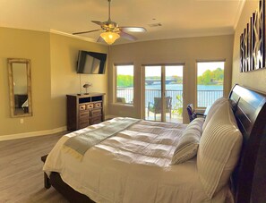 Enjoy lakefront views from the comfort of your bed