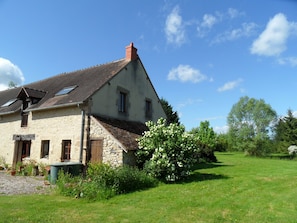 Front of the gite with view of the pond