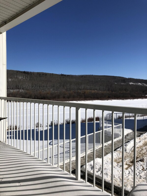 Winter view of the Clearwater River from the balcony