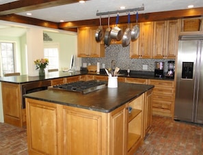 Modern, high-end kitchen with stainless steel appliances, Viking stove