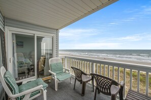 Enjoy morning coffee or an evening cocktail on the private, furnished balcony.