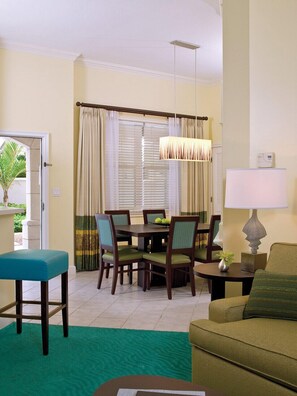 View from the living room into dining area, all rooms beautifully done.