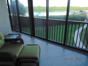 On the lanai looking over the bay and the marina.