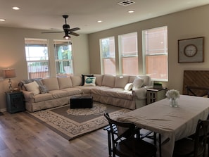 Living Room open to Dining/ Kitchen and Outdoor California Room