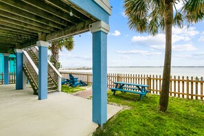 Talk about waterfront property!!! Private beach on water. You will love it here!