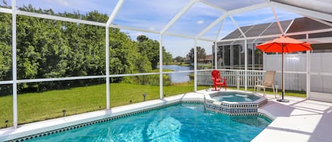 Beautiful Patio with Pool, Spa, and plenty of seating