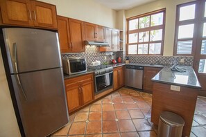 Kitchen overlooking the center courtyard