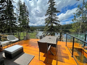 The new lakefront deck table with gorgeous views in every direction. 