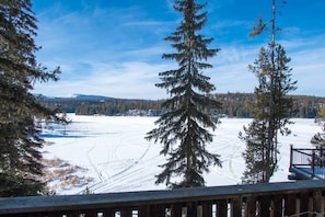 Stunning wintertime views. The lake is great for ice fishing, snow shoeing or cross country and snowmobiling. Truly a winter paradise.