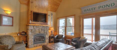 living room with gas fireplace