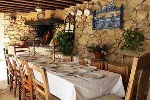 Covered outdoor dining area