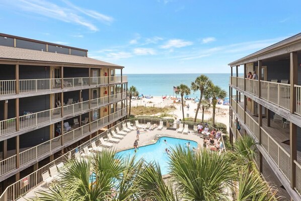 Front Deck Area View of Pool and Gulf