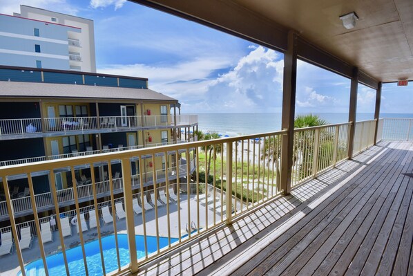 Front Deck Area View of Pool and Gulf