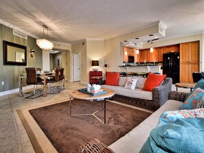 Living and dining room area.