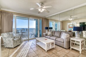 The Expansive Living Room Offers Space to Spread Out