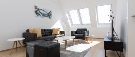 Living room with High ceiling