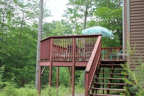 deck overlooking private woods