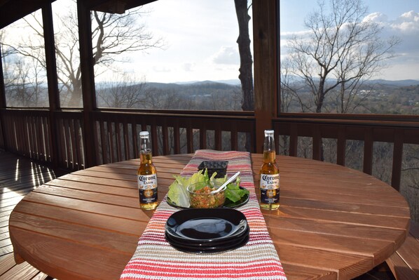 Dine and Wine with a View on Screened Deck!