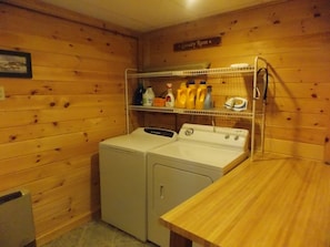 A laundry room attached to the mudroom.