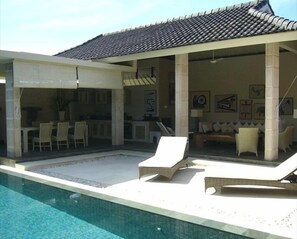 Patio sundeck and living room view
