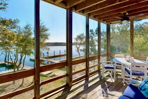 Lovely water views from all angles on the screened in porch